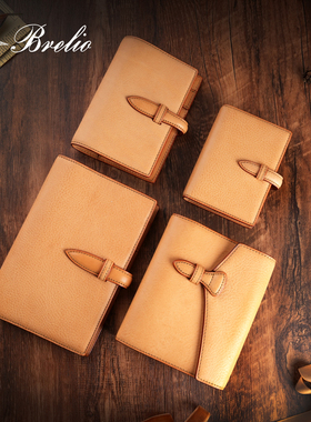 日本brelio mbox真皮牛皮手账本A5/A6/A7/M5尺寸裸色插扣款活页手