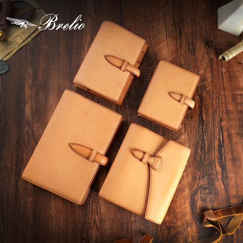 日本brelio mbox真皮牛皮手账本A5/A6/A7/M5尺寸裸色插扣款活页手