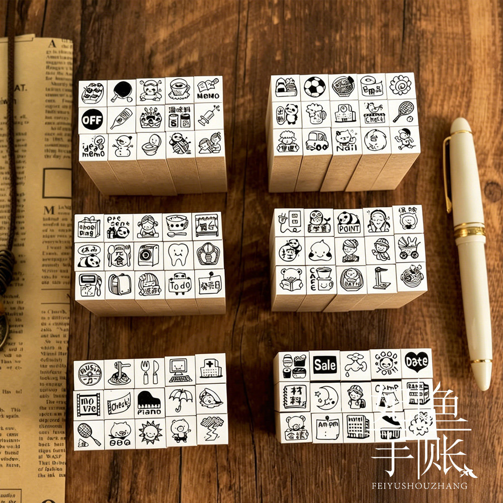 日本Kogumastamp木质印章迷你熊猫甜品日常手帐打卡装饰拼贴妃鱼