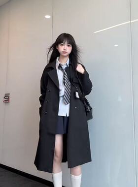 布丁JK制服中长款外套女秋小个子短款高级感英伦学院风风衣