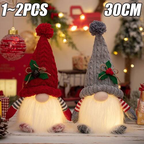 2024 Gnome 30cm Christmas Decorations Light Up Christmas Gno