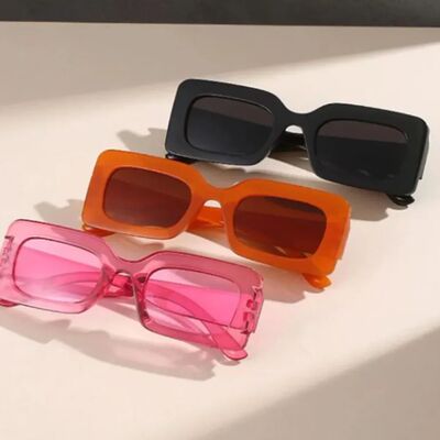 Women's Sunglasses Vintage Rectangle Frame Purple Pink Squar