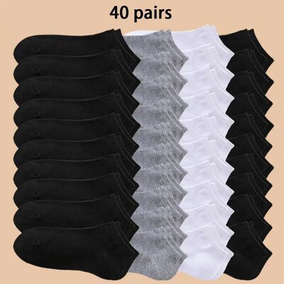Unisex 40/20/10 Pairs of Solid Color Socks, Soft and Lightwe