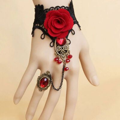 Halloween Women Rose Bracelets Steampunk Gothic Style Lace B