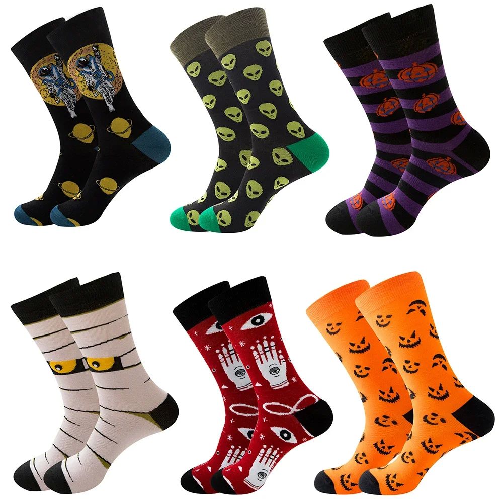 1 pair Autumn and winter new Halloween male socks skull alie