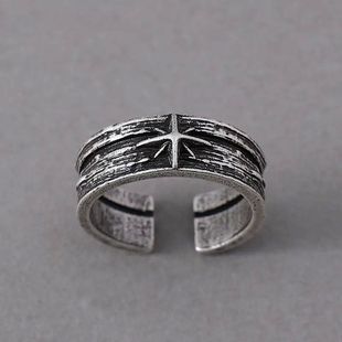 Men Gothic Night Punk Color Silver For Ring Art Stary Retro