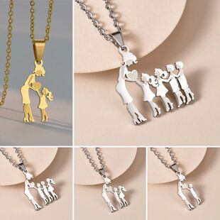 Mothers and Children Family Stainless Steel Necklaces Silver