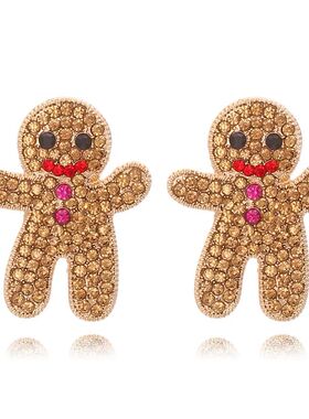Sweet Christmas Gingerbread Man Earrings 2024 New Year Gifts