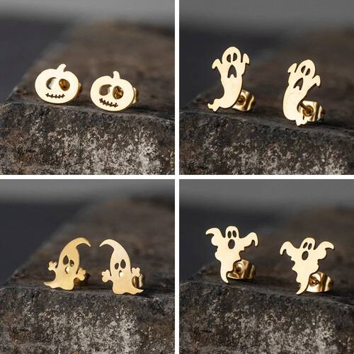 Stainless Steel Halloween Ghosts Stud Earrings For Women Gir