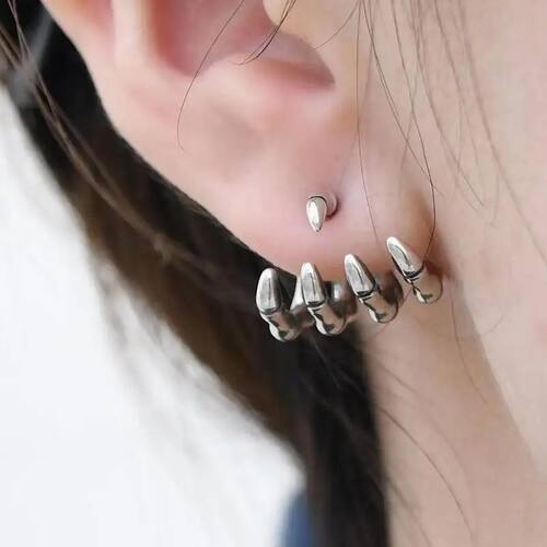 Dark Gothic Punk Skull Hand Skeleton Stud Earring For Men Wo
