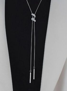 Silver Color Long Tassel Threaded Pendant Necklace for Women