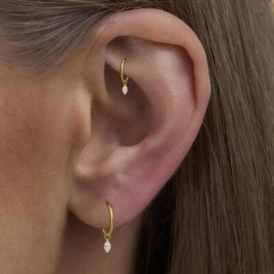 1pc G23 Titanium Steel Dangle Huggie Hoop, Rook Piercing Jew