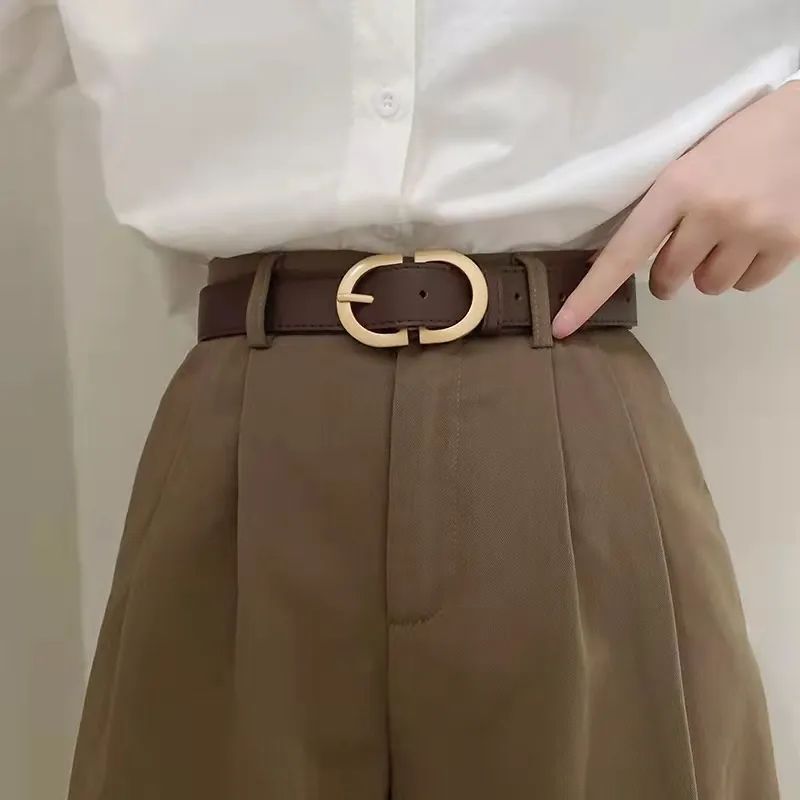 105cm FemaleBelt Simple Metal Buckle Belt for Women Black Su