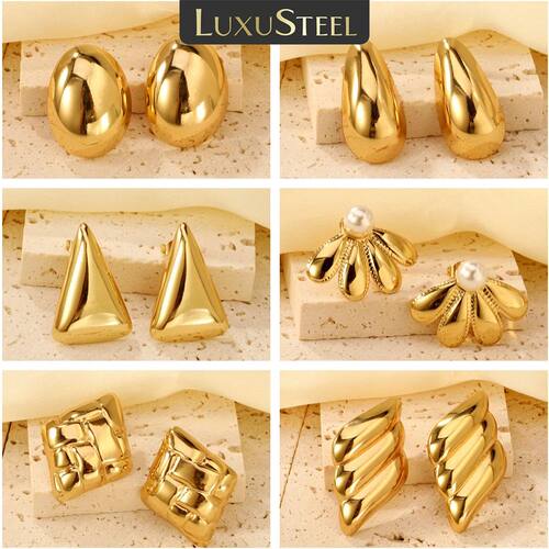 Shell Water Drop Golden Imitaiton Pearl Women Stud Earrings