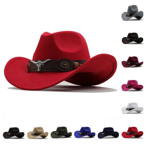 New Western Cowboy Hat Roll Brim Cowgirl Cap Cowboy Jazz Fed