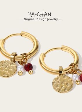18K Gold Plated Stainless Steel Hoop Earrings for Women Tap