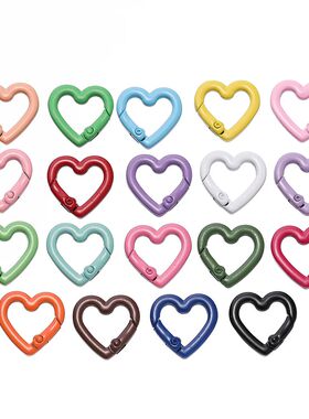 5Pcs 22/26mm Heart Shaped Carabiner Hook Ring Keychain Keyri