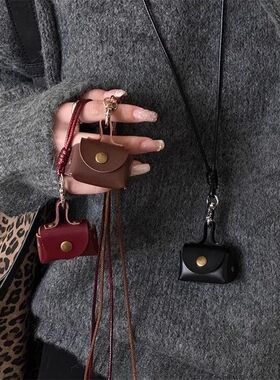 Retro Cute Small Leather Bag Long Necklace for WomenSweater