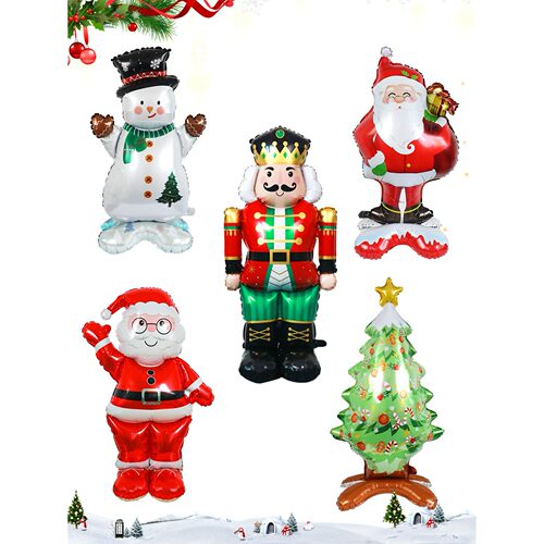 Christmas Stand Foil Balloons, Santa Claus Snowman Decoratio