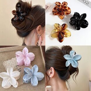 Hawaiian Gradient Flower Hair Claw Clip For Women GirlPlasti