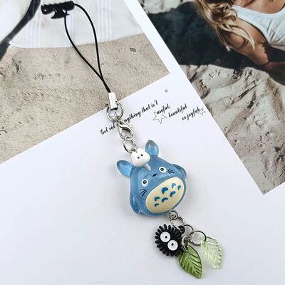 Kawaii Blue Animal Totoro Phone Charm Soot Sprite Keychain W