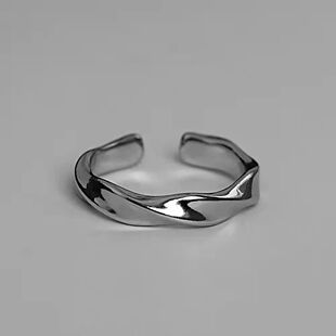 Mobius Wave Ring Silver Color Alloy Open Ring For Women Simp