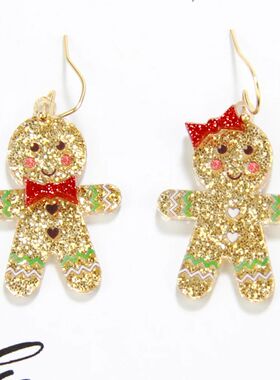 1 Pair Sweet Christmas Acrylic Cute Gingerbread Man Drop Ear