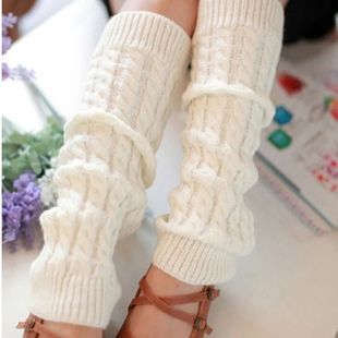 New Lolita Sweet Girl Leg Warmer Knit Socks Wool Ball Knitte