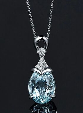 New Simple Trend Natural Aquamarine Necklace Women's Pendant