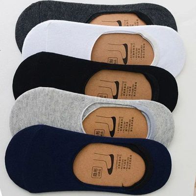 5Pairs Men Boat Cotton Socks Summer Autumn Non-slip Silicone