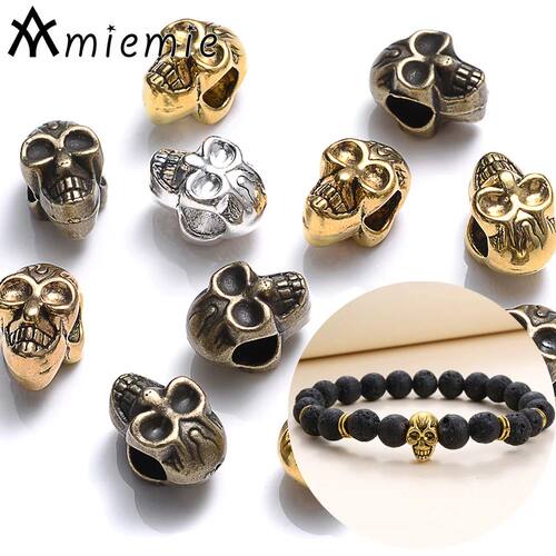 10Pcs 7x12mm Skull Metal Beads Cool Skeleton Loose Spacer Be