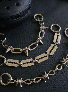 1Pcs Croc Shoes Charms Metal Gold Silver Bling Black Chain S