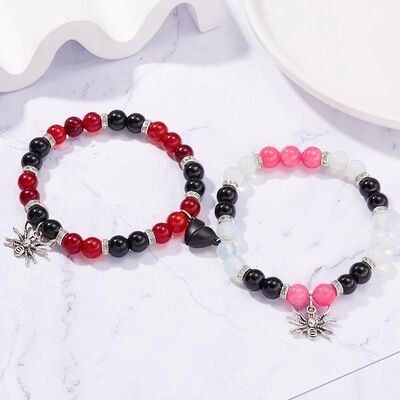 2 Pcs Halloween Spider Couple Bracelets For Women Men Heart