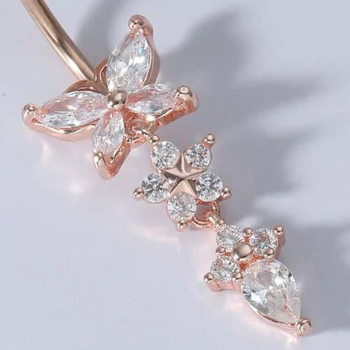 Fashion Shiny Butterfly Flower Zircon Pendant Stainless Stee