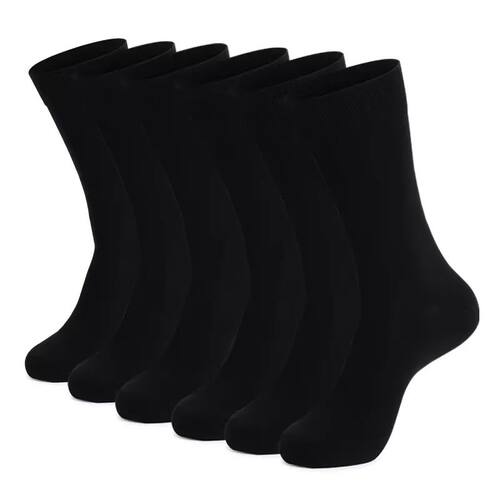 6 Pairs Mens Dress Socks Black Plus Size, High Quality Combe