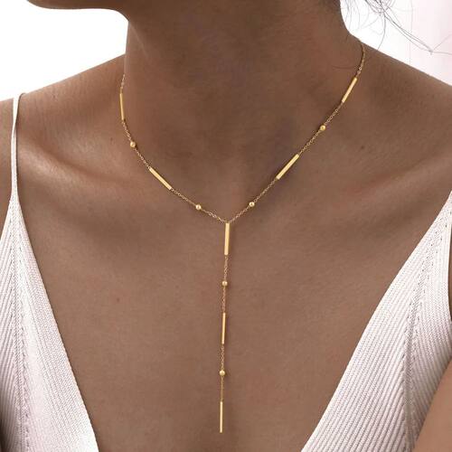 Beaded Long Chain Y Shape Necklace For Women, Minimalist Dro