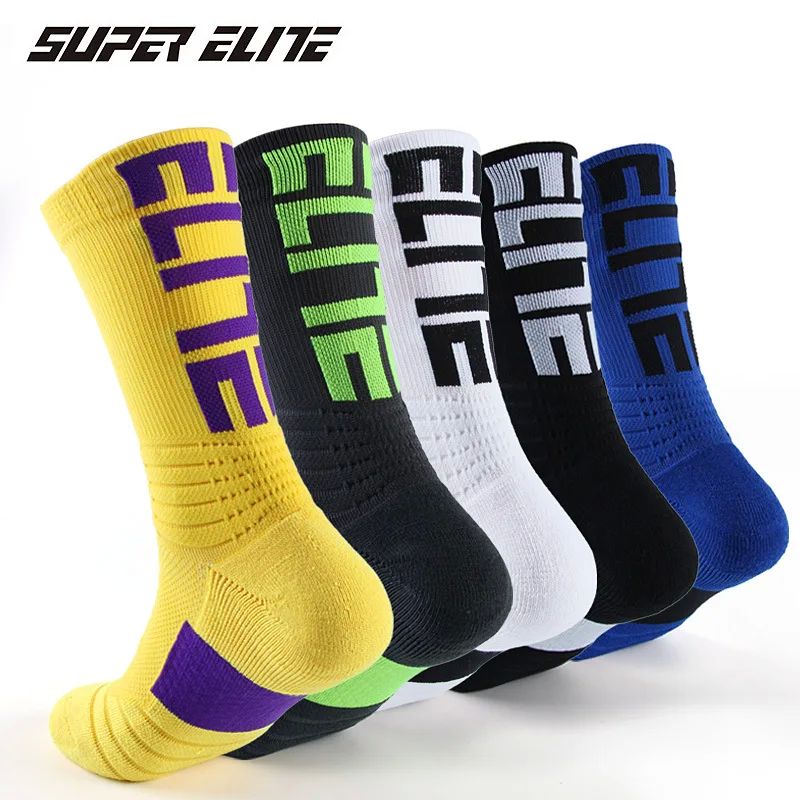 Super Elite Men Sports Socks Riding Cycling Basketball Runni