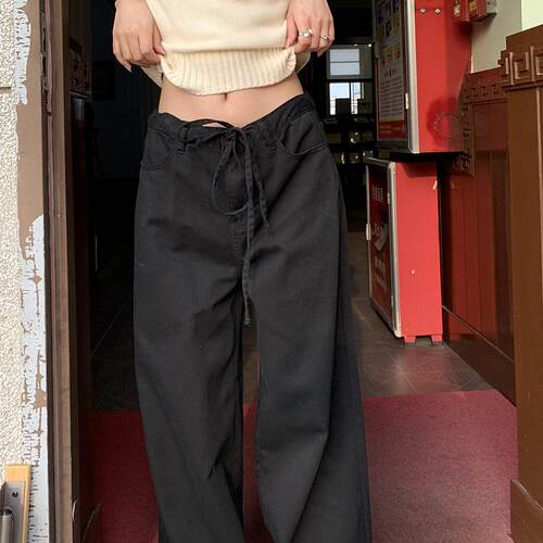 Baggy Wide Leg Jeans Women High Waisted Retro Leopard Print