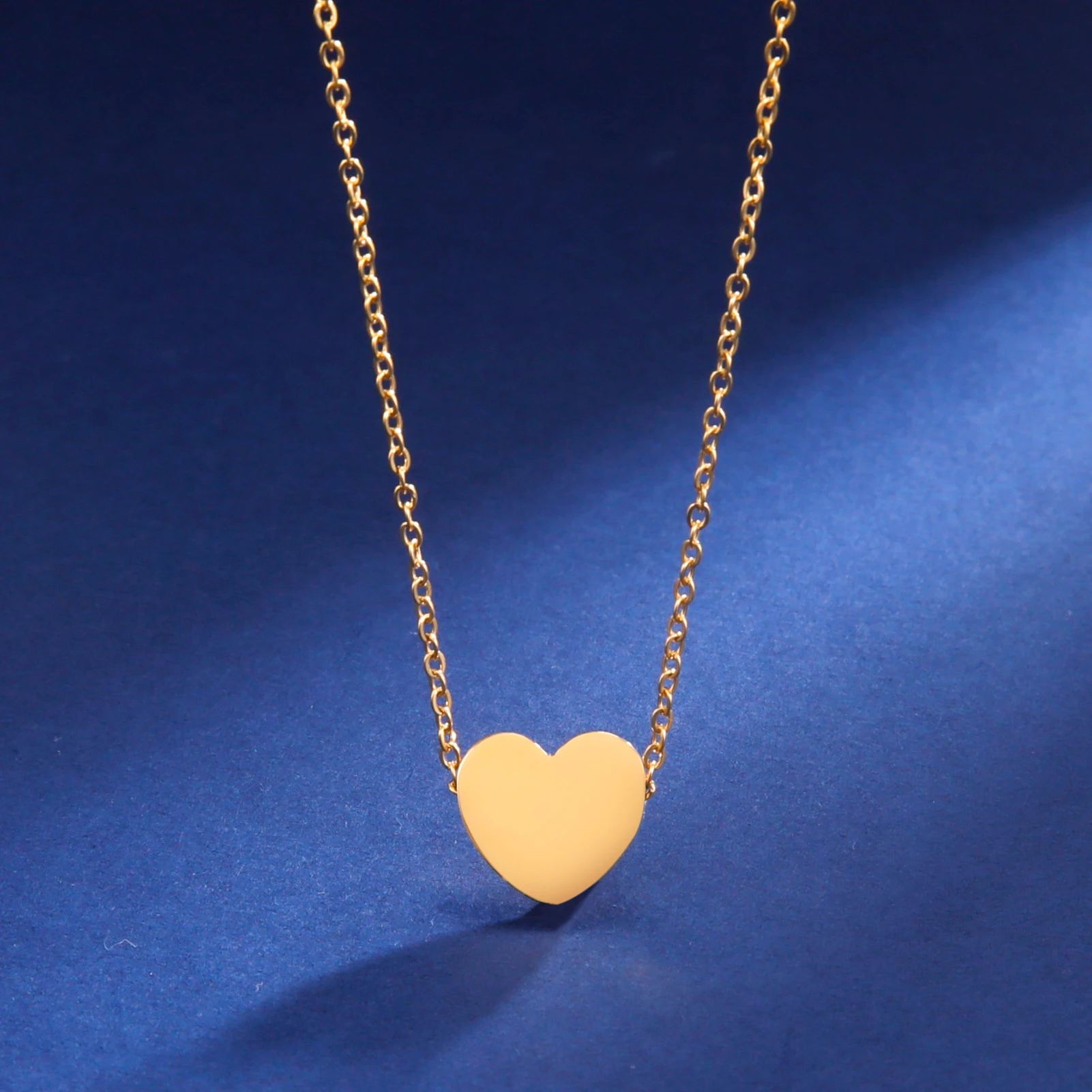 Cazador Gold Color Kpop Heart Pendant Choker Necklaces for W-封面