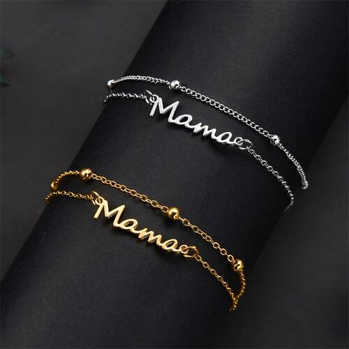 Simple Letter Mama Charm Bracelet for Women Metal 3 Colors D