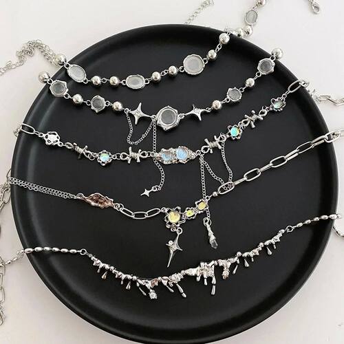 Silver ColorPendant NecklacesCross Shiny Zircon Crystal Hear