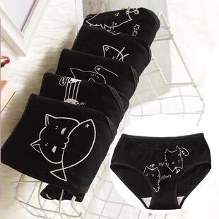 5Pcs/set Cotton Underwear Cute Cartoon Cat Panties for Woman