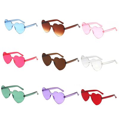 Love Heart Shape Sunglasses Women Rimless Frame Tint Clear L