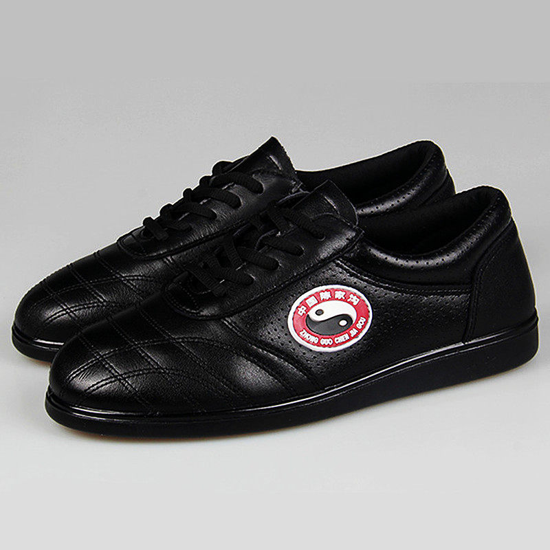 陈家沟牛筋底皮鞋男女春夏真皮加厚底太极鞋软底功夫鞋武术练功鞋