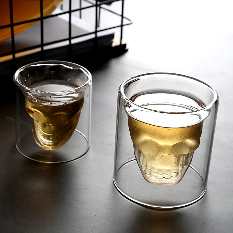 创意耐热双层骷髅头杯酒吧啤酒杯