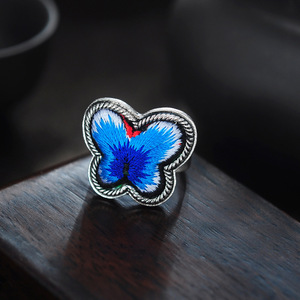 新款复古苗银刺绣指环戒指个性首饰品 ring Anel Anneau Anillo