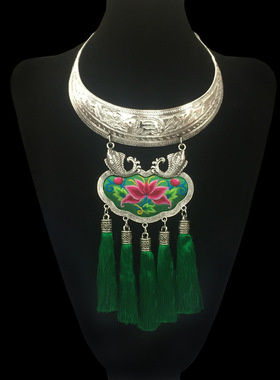 新款民族风复古项圈刺绣项链流苏挂饰 necklace Collar Collier