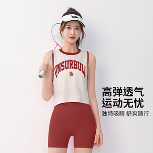 拼色速干短款短袖健身训练女子背心T恤透气舒适瑜伽跑步crossfit