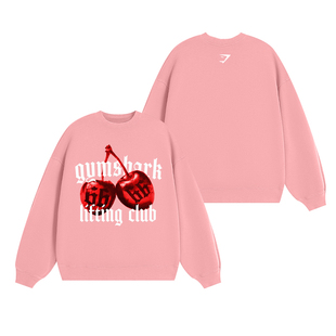 GYM鲨鱼樱桃圆领卫衣健身宽松长袖瑜伽运动跑步健身撸铁外搭套头