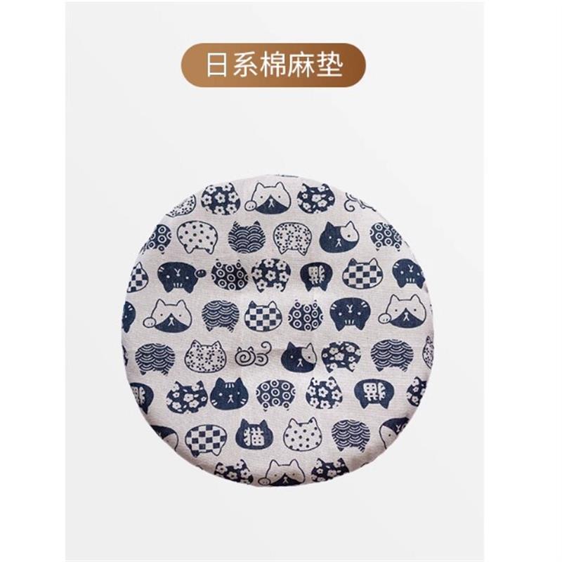 日系棉麻猫垫子睡觉用夏季四季通用不粘毛猫爬架圆形棉垫保暖睡垫